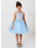 Sky Blue Lace Tulle Keyhole Back Flower Girl Dress